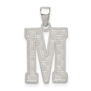 Sterling Silver, Sami Collection, Textured Block Initial M Pendant